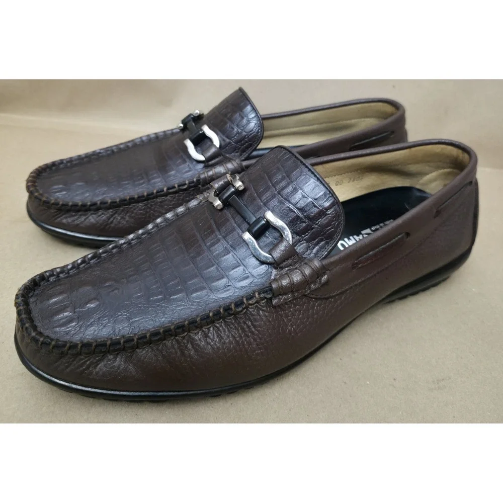 Salvatore Ferragamo (Sz 280mm US 9-10 E ) Driving Loafer Brown Horse Bit reptile